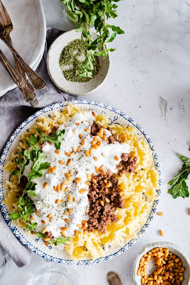 Arabic Pasta with Yogurt Sauce