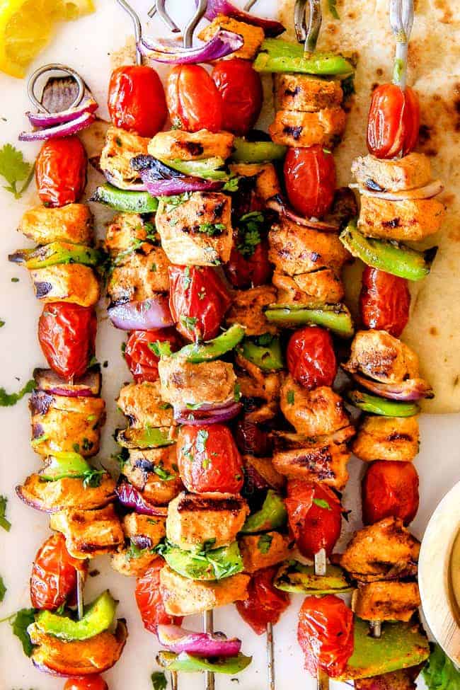 TANDOORI CHICKEN KABOB WITH CILANTRO YOGURT DIP