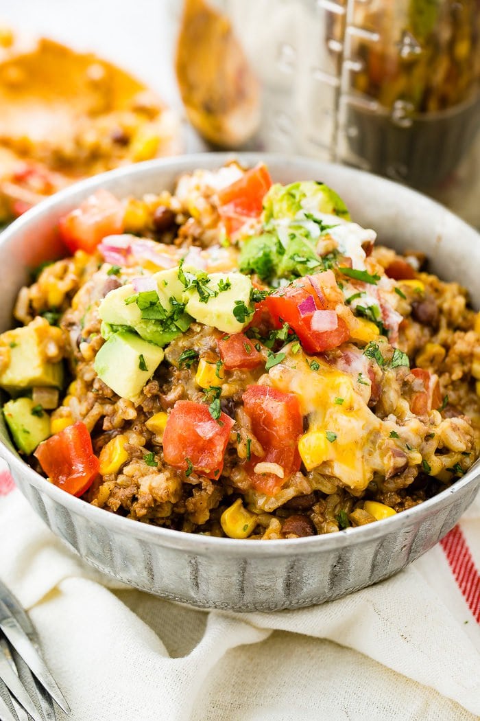 Instant Pot Quick and Easy Ground Beef Burrito Bowls