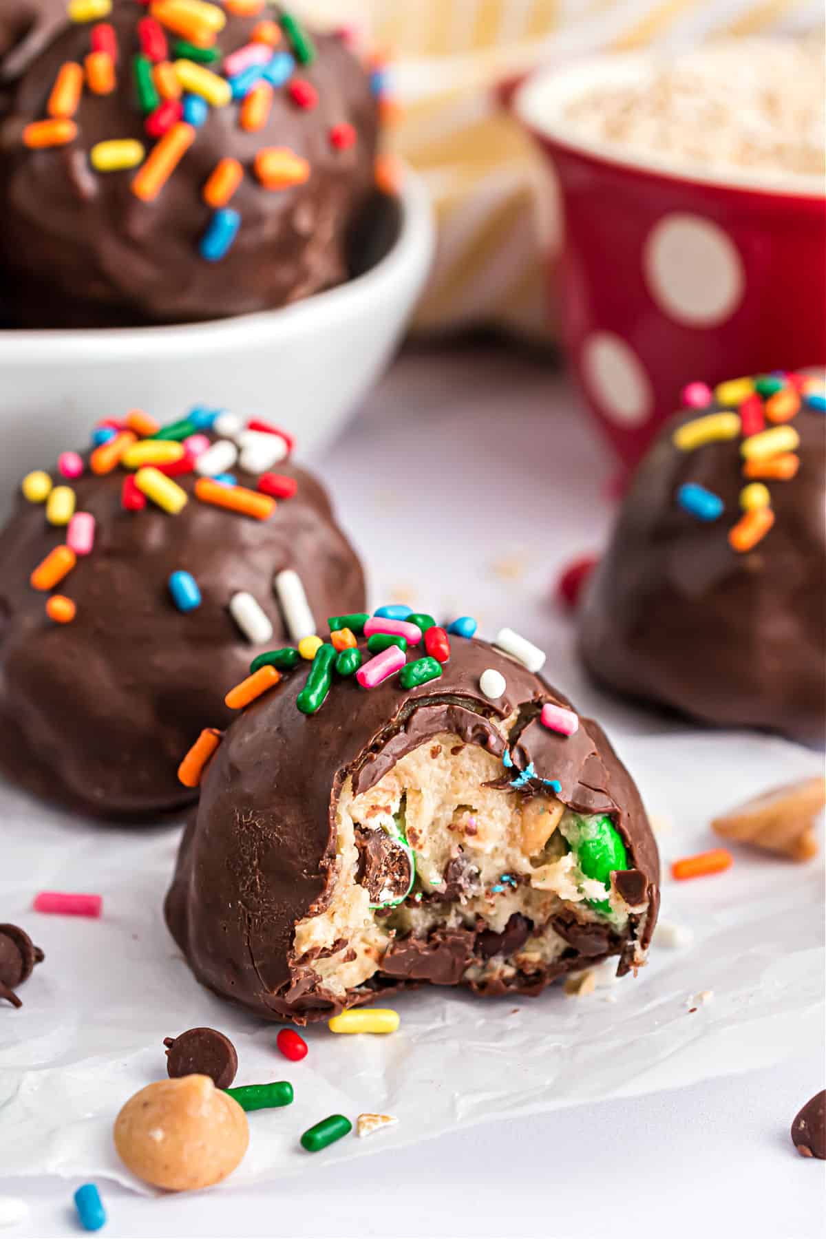 No-bake Chocolate Peanut Butter M&M Balls
