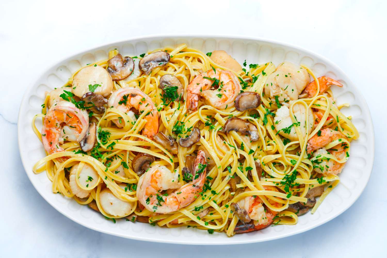 Seafood Pasta With Mushroom Cream Sauce