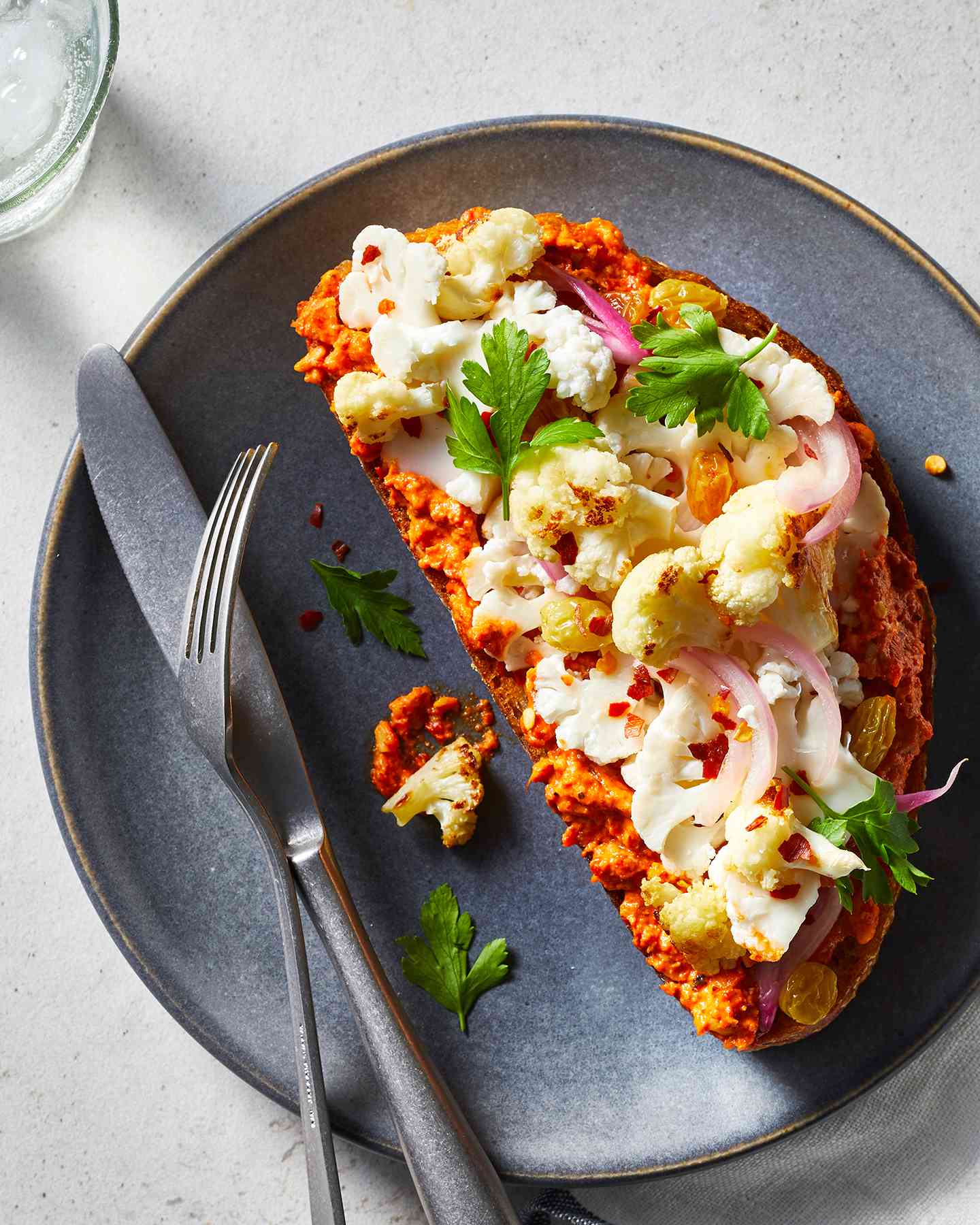 Cauliflower Tartine With Romesco Sauce