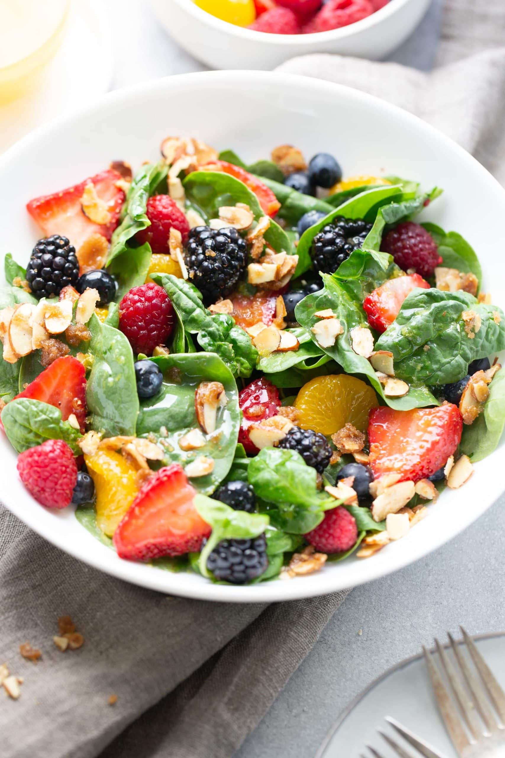 Spinach Berry Salad with Lemon Dressing