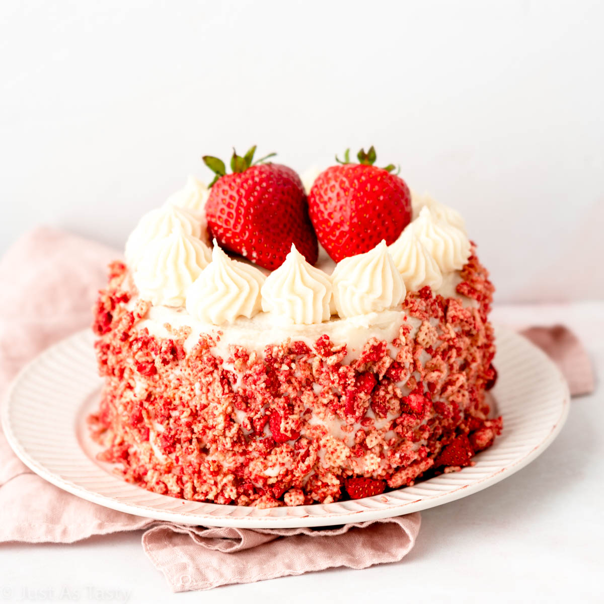 The BEST Strawberry Crunch Cake (Gluten Free)